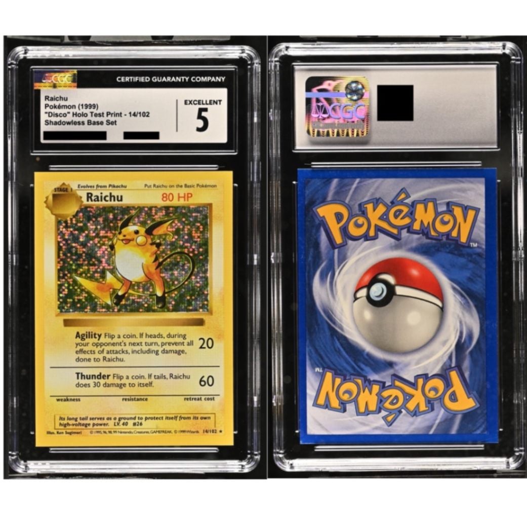 【CGC5鑑定済み】ライチュウ/RAICH 1999 DISCO HOLO TEST PRINT 14/102 SHADOWLESS BASE SET テストカード